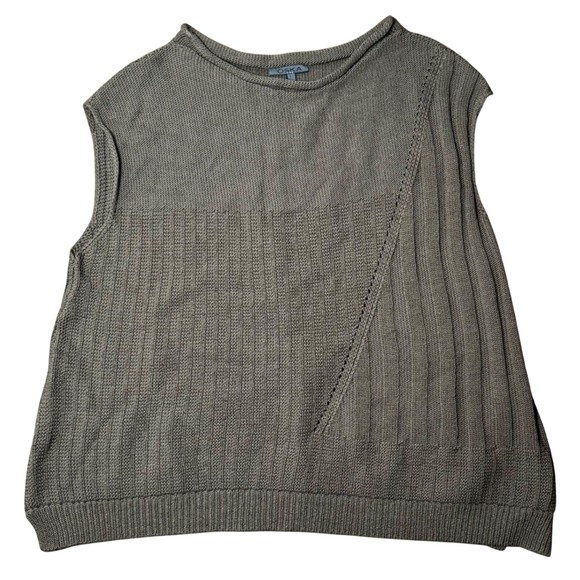 oska Sweaters - Oska Women Sz 3 10/12 Olive Green Cotton Knit Sleeveless Sweater Boxy Lagenlook